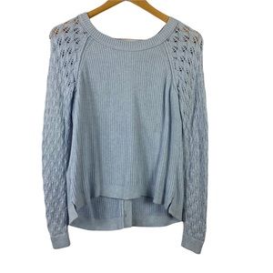 Loft pale aqua long sleeve sweater cardigan Open knit buttons up the back XS